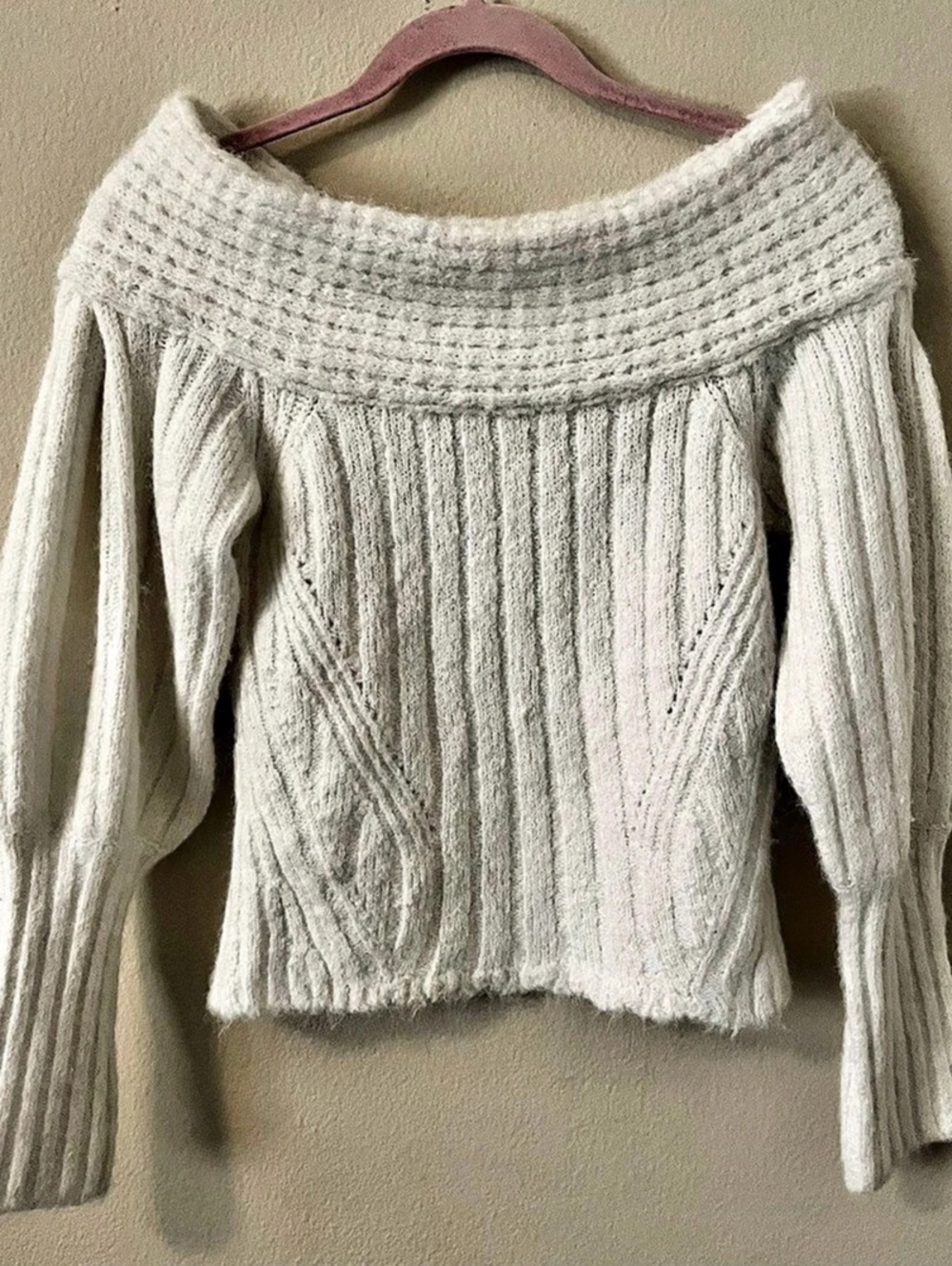 Anthropologie Pilcro Ivory Off-the-Shoulder Batwing Knit Sweater Size small